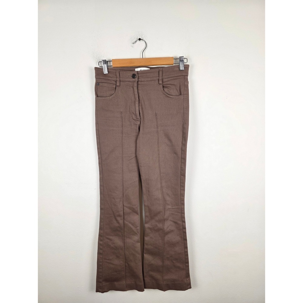 Reiss Womens Brown Front Seam Detail Flare Leg Trousers Pants Size US 4R UK 8R